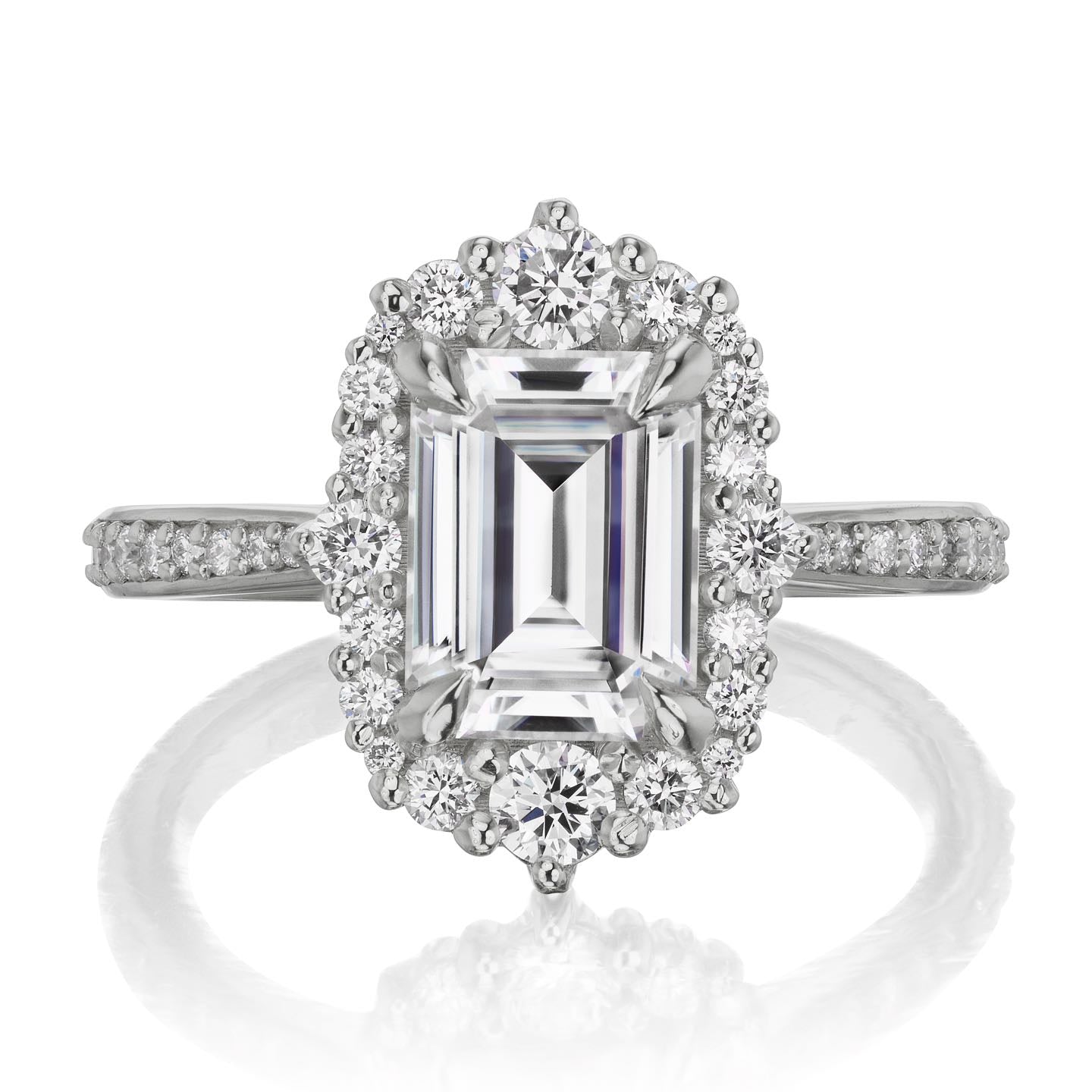 Emma Ring 1.75 Carat Emerald Cut Moissanite Engagement Ring