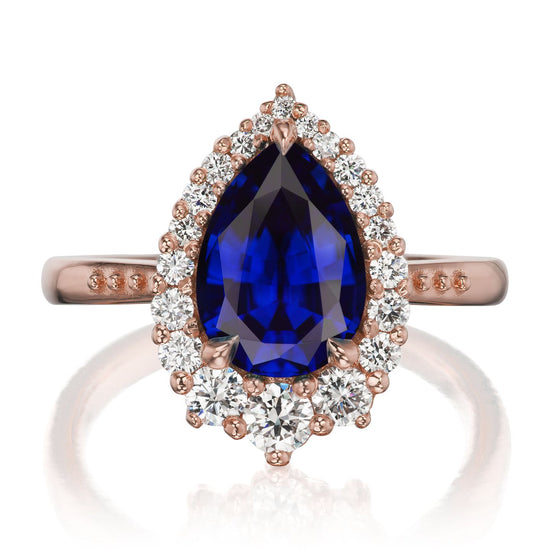 Celeste | Pear Blue Sapphire Ring (3.33ctw+) | Kristin Coffin Jewelry