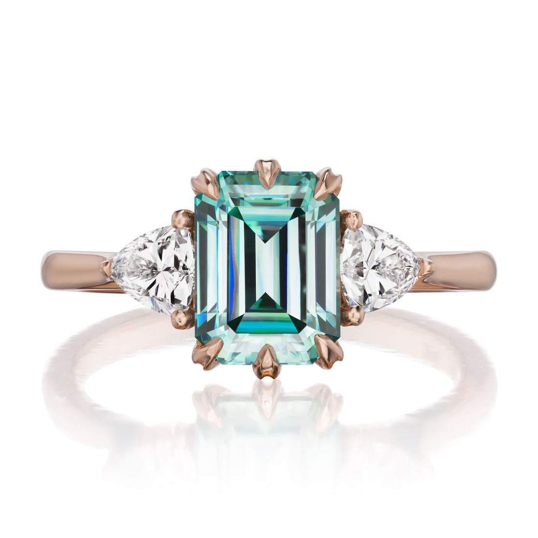 Avery | Emerald Cut Teal Moissanite (2.17ctw) | Kristin Coffin Jewelry