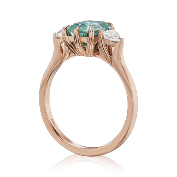 Avery | Emerald Cut Teal Moissanite (2.17ctw) | Kristin Coffin Jewelry