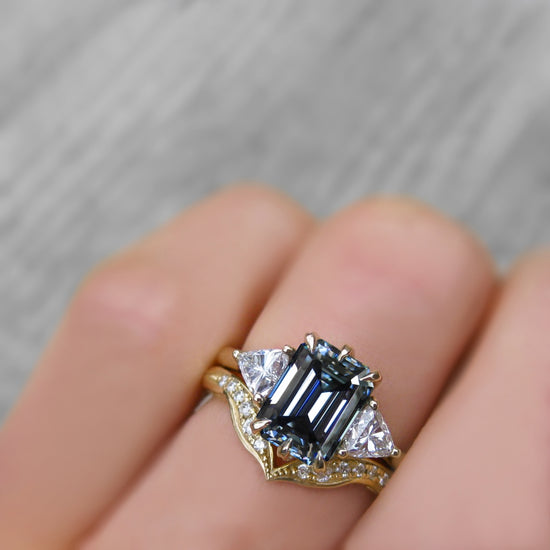 Emerald cut grey diamond sale