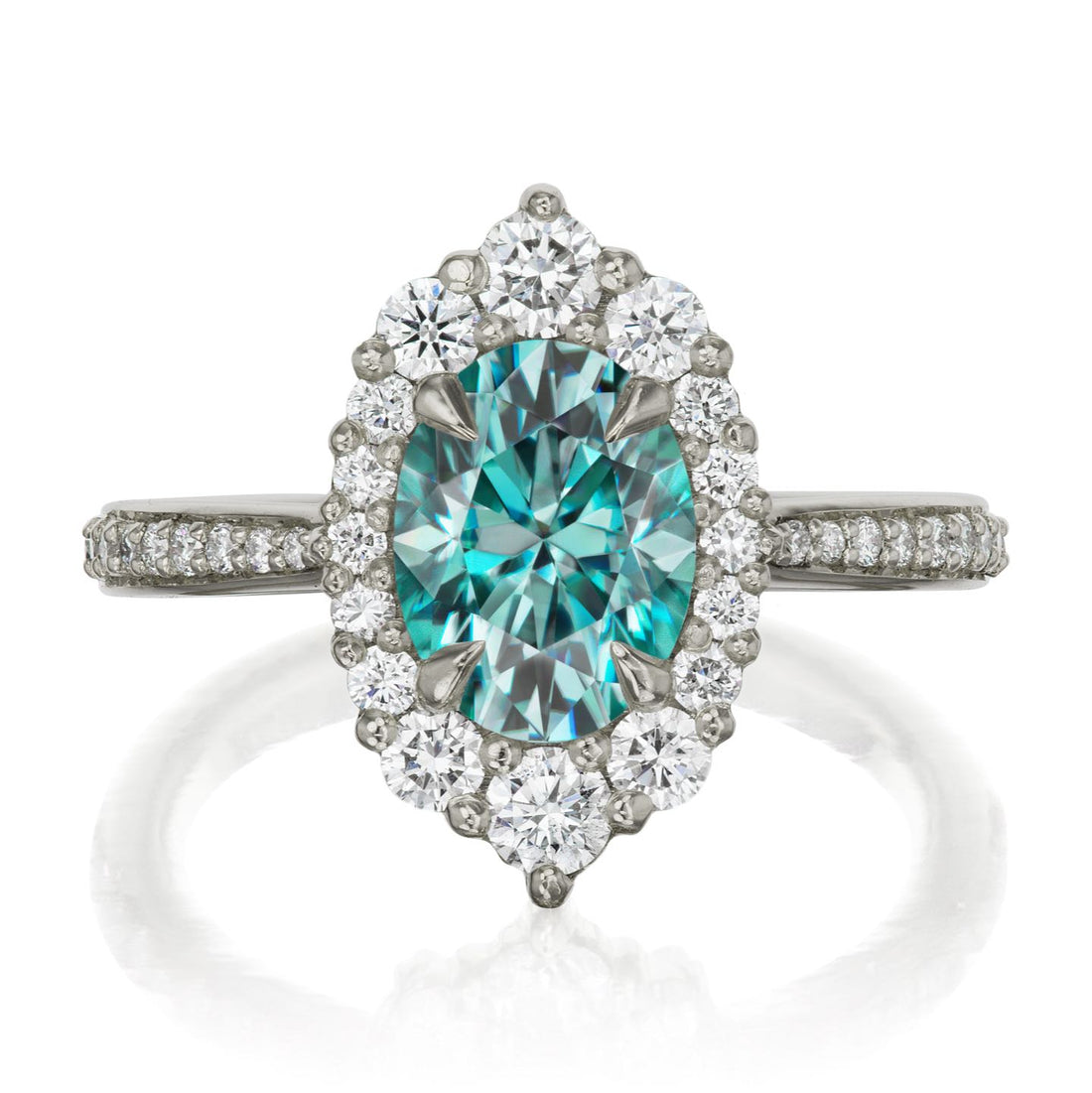 Sofia | Oval Teal Moissanite Ring (1.93ctw+) | Kristin Coffin Jewelry