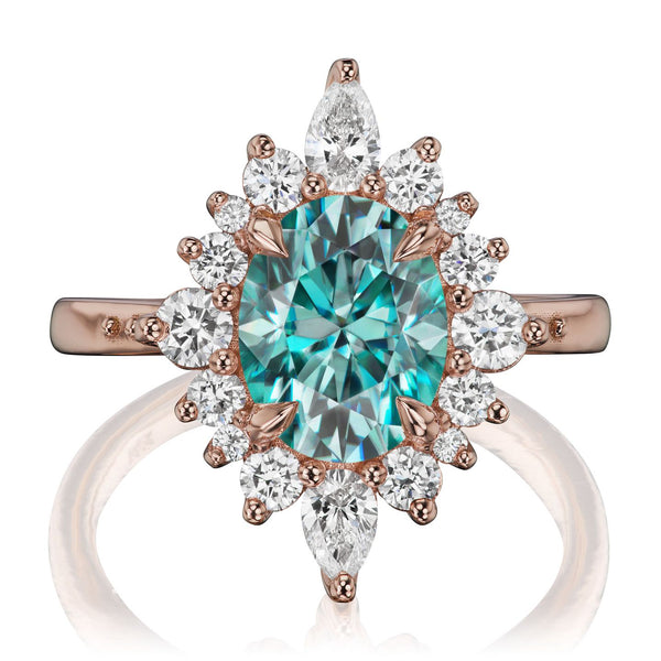 Teal on sale moissanite ring